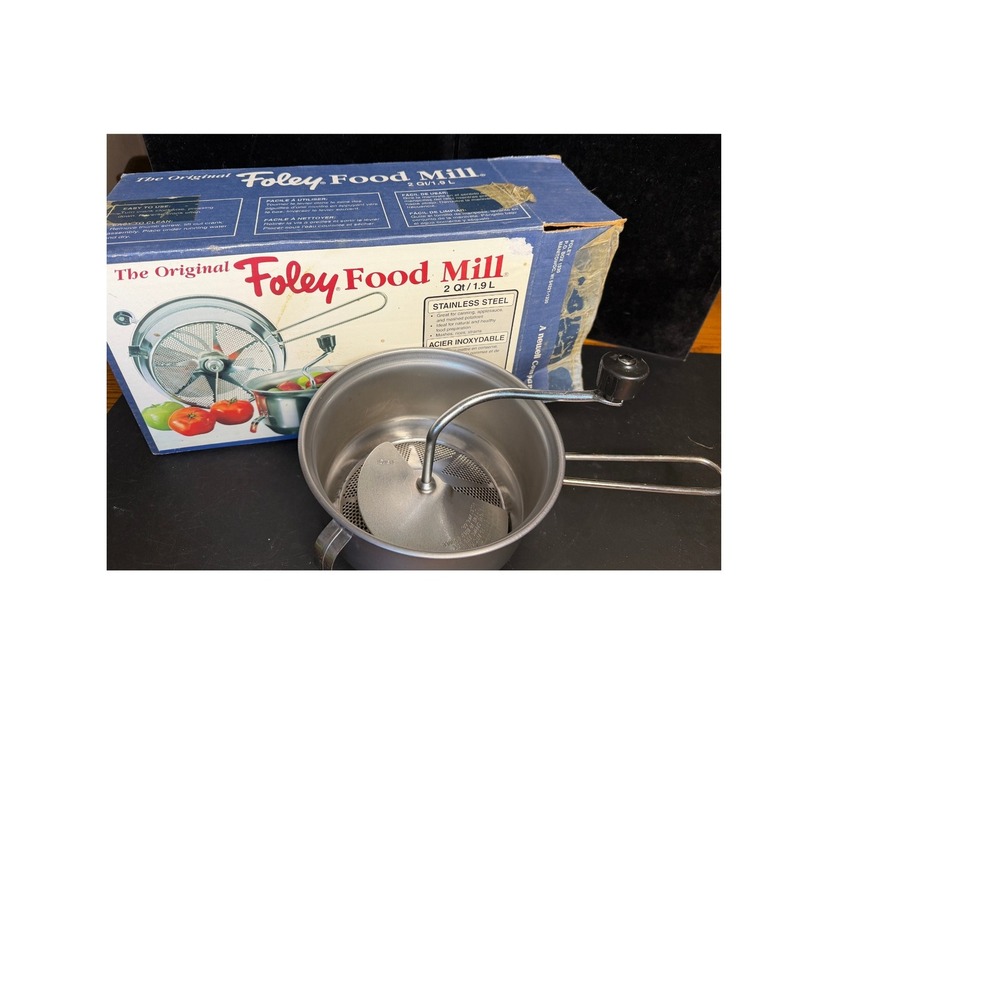 The Original Foley Food Mill-2 Qt Stainless Steel, Hand Crank Strainer in Box